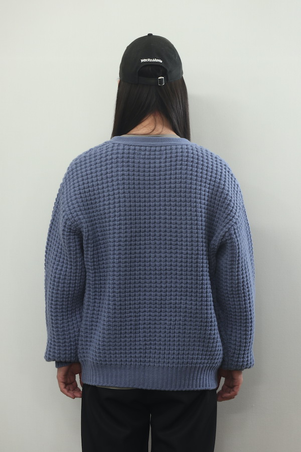 TIGHT / WAFFLE KNIT CARDIGAN（BLUE）