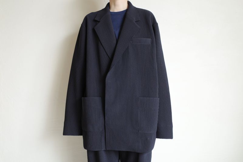 stein OVERSIZED GRADATION PLEATS JACKET・DARK NAVY - tity