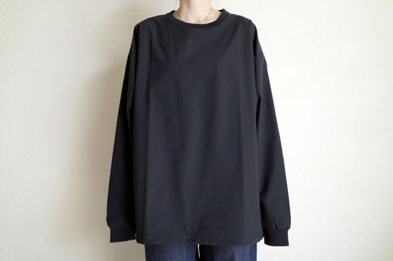 UNTRACE UNTRACE BASIC BOX STRETCH SMOCK L/S・BLACK - tity
