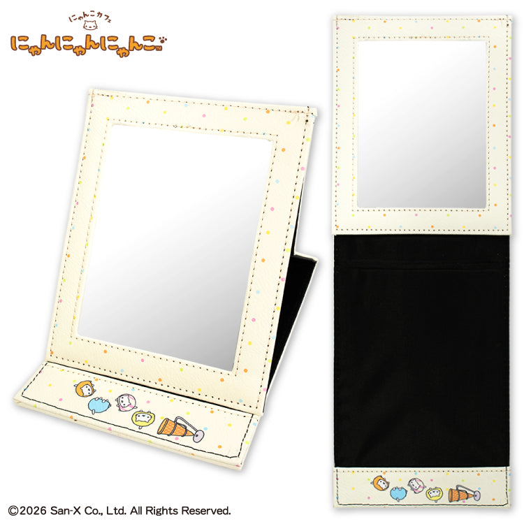 二次予約】にゃんにゃんにゃんこ コラボ 折り畳みミラー – サンキュー