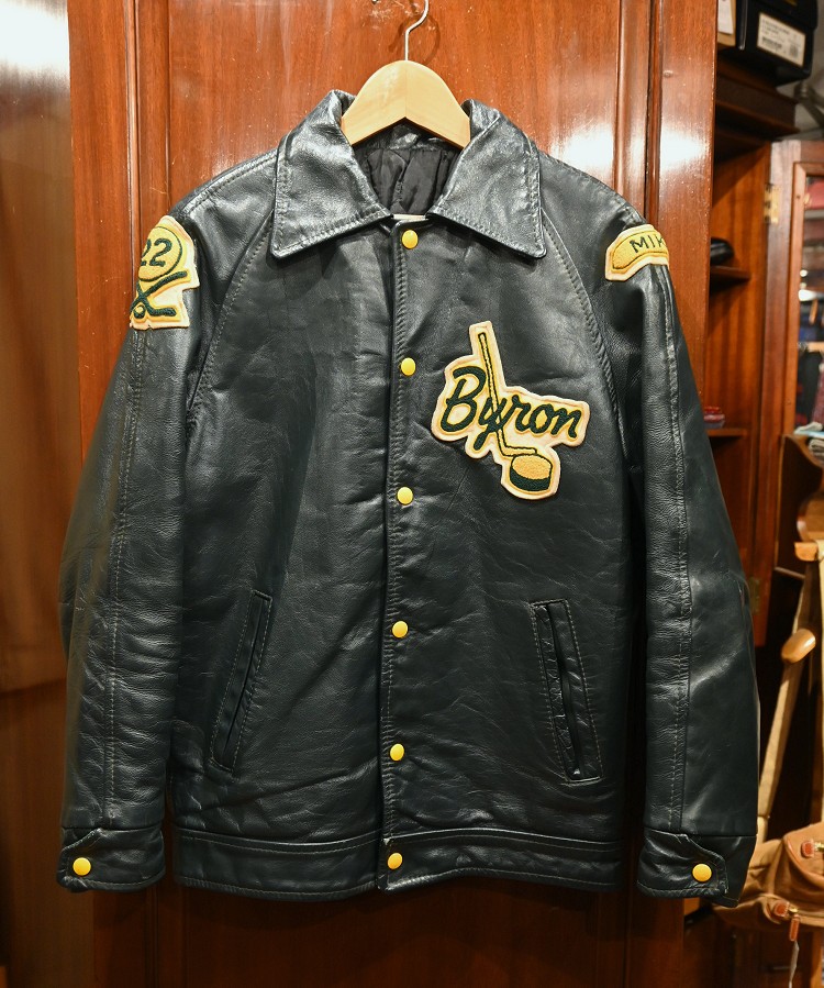 VTG/USED) 80s カナダ製 オールレザー スタジャン バーシティ