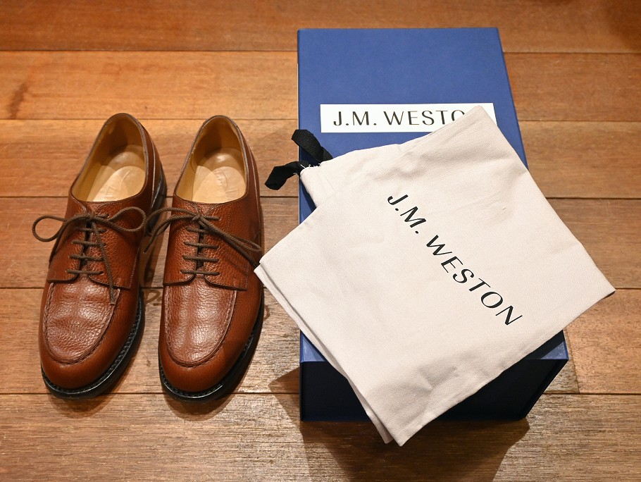 美中古 J.M WESTON GOLF グレインレザー 箱,シューバック付き (BROWN/6