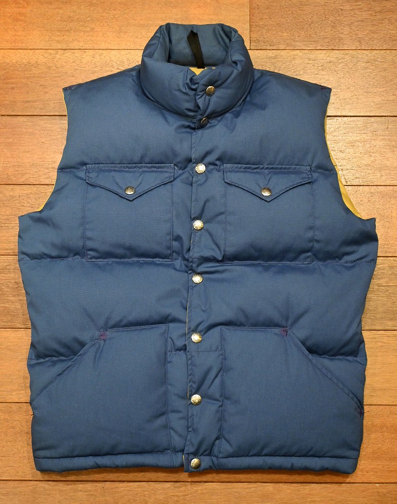 70s THE NORTH FACE ノースフェイス ダウンベスト 茶タグ(NAVY/S) 美