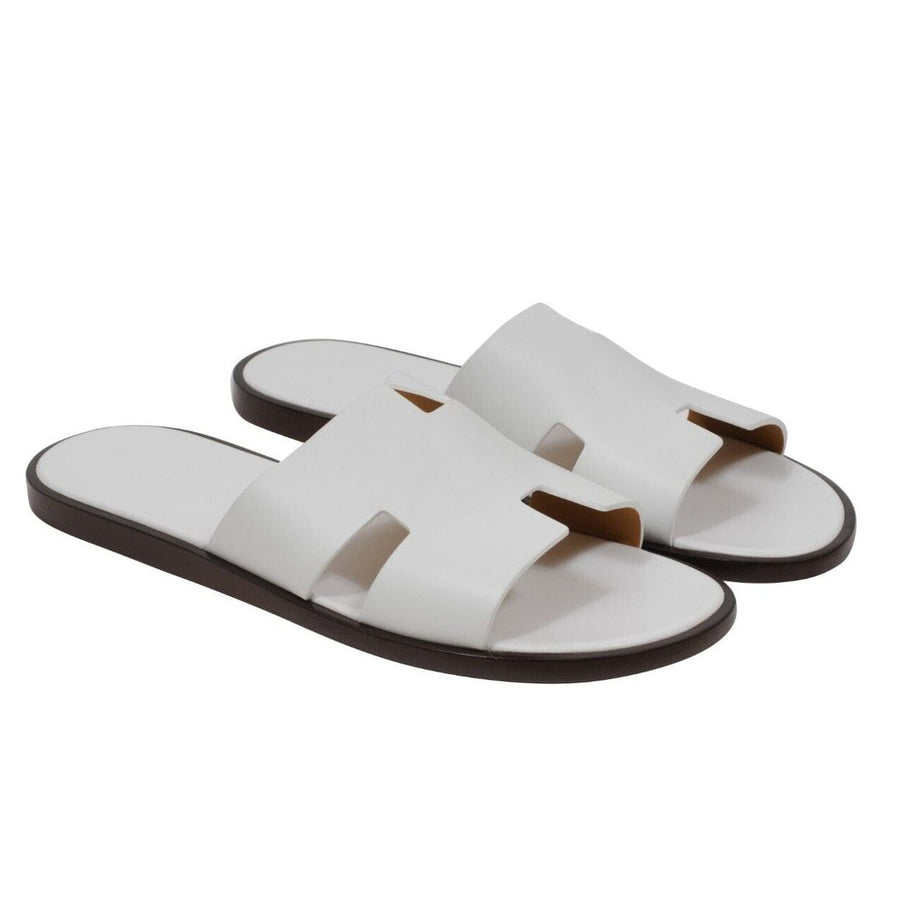 Hermes Mens Izmir Sandals Size US 11.5 IT 44.5 White Leather H