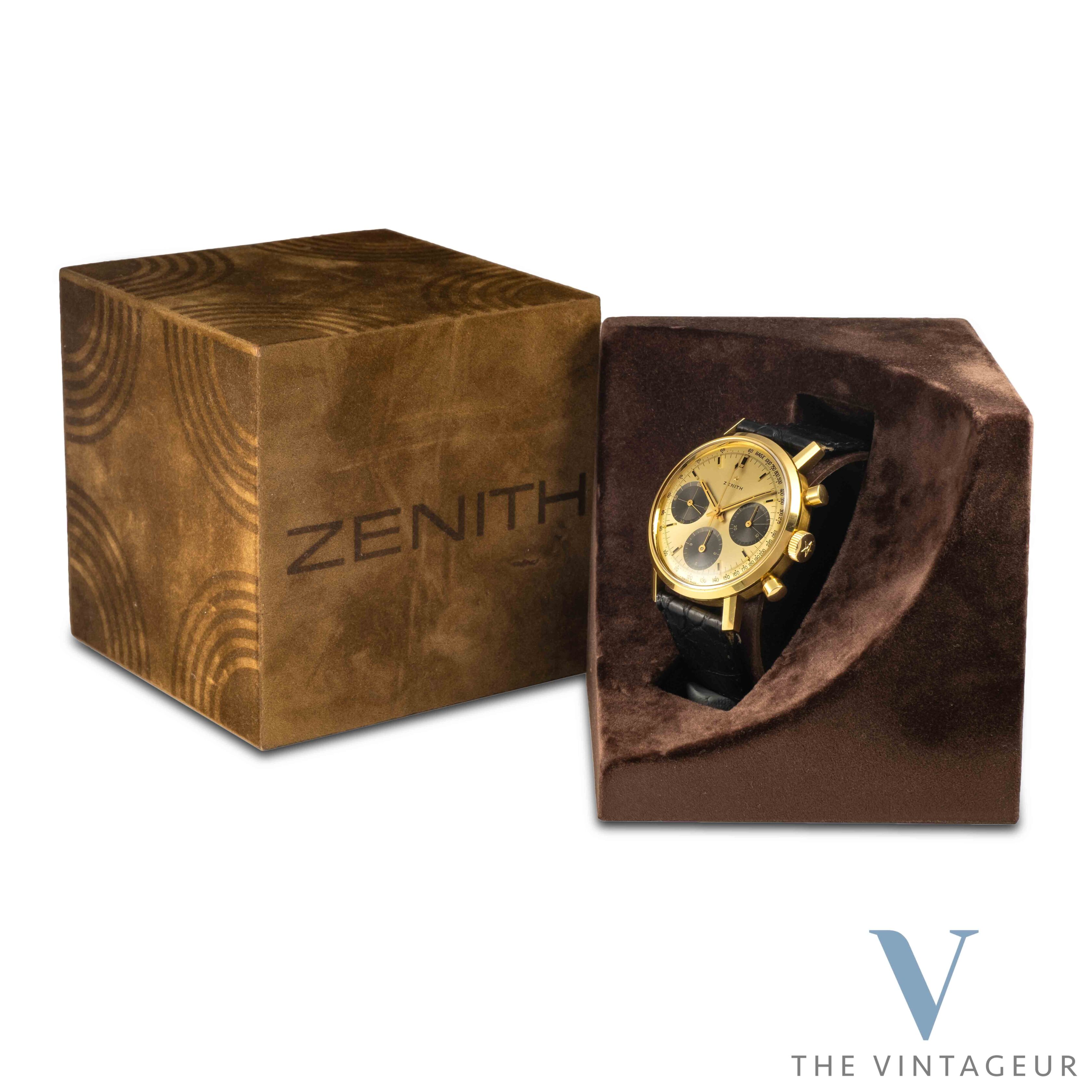 Zenith Cronograph tricompax 18k solid yellow gold case ref:a273