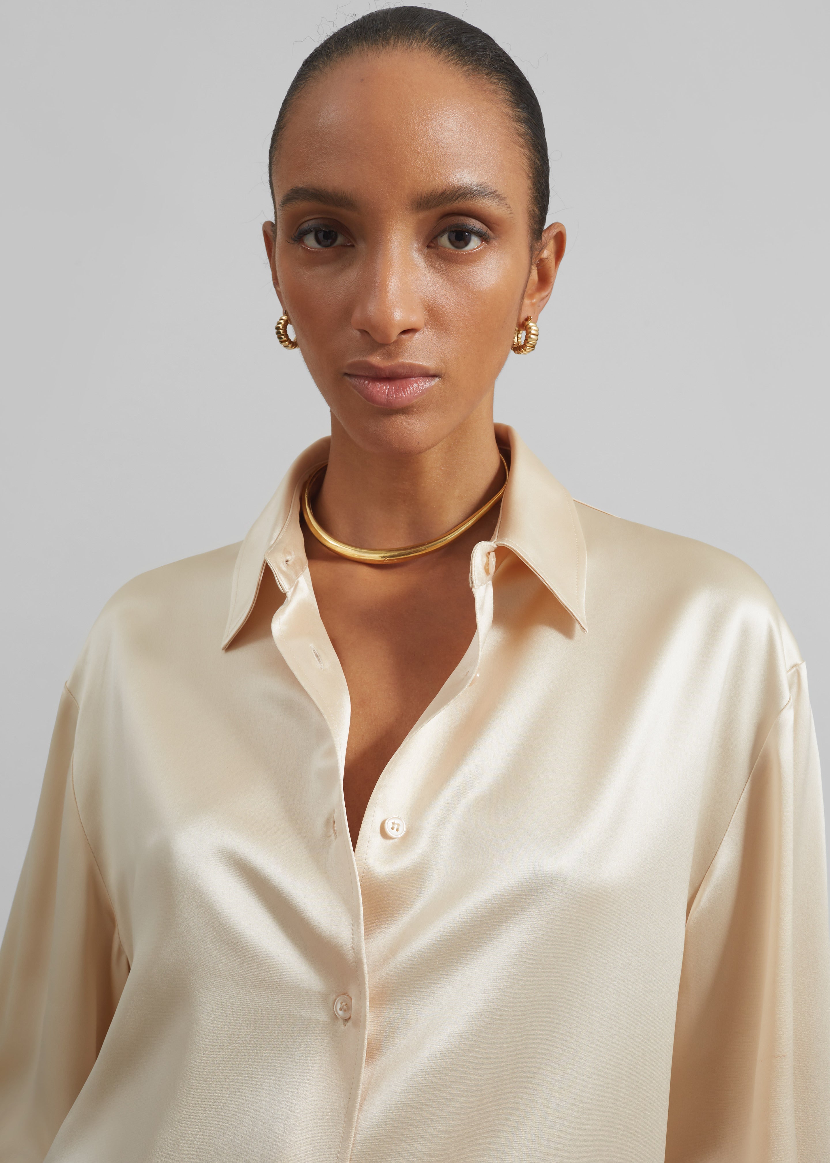 Peri Satin Shirt - Champagne – The Frankie Shop