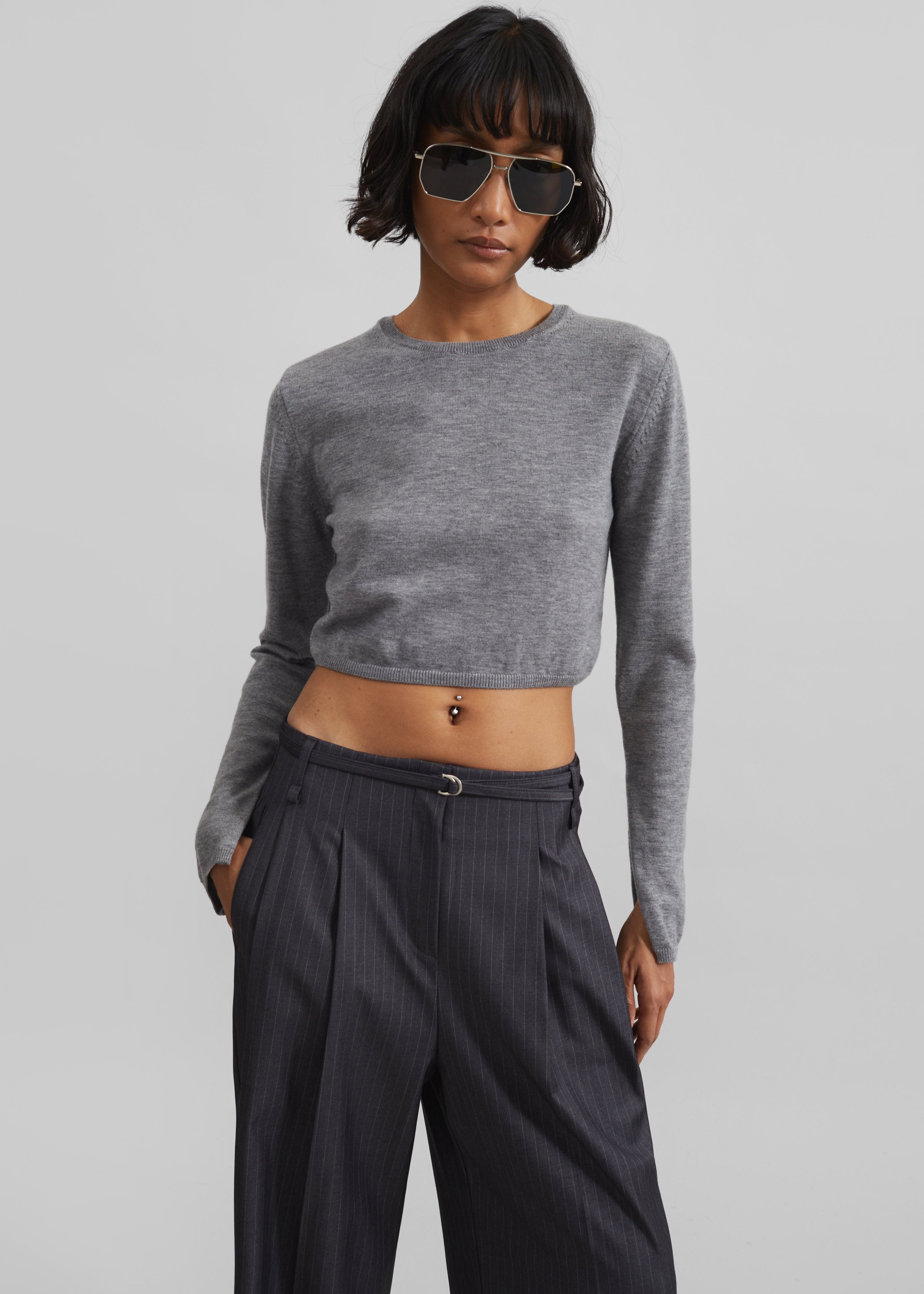 Veer Zip Cropped Sweater - Grey – The Frankie Shop