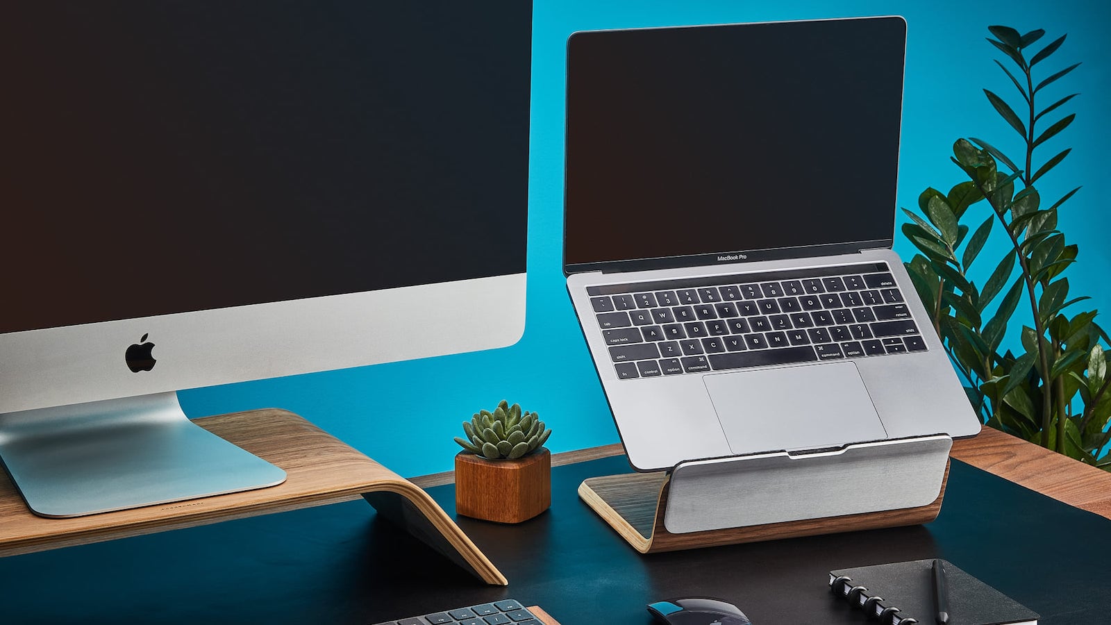 Grovemade Wood Laptop Riser lifts your display to an ergonomic