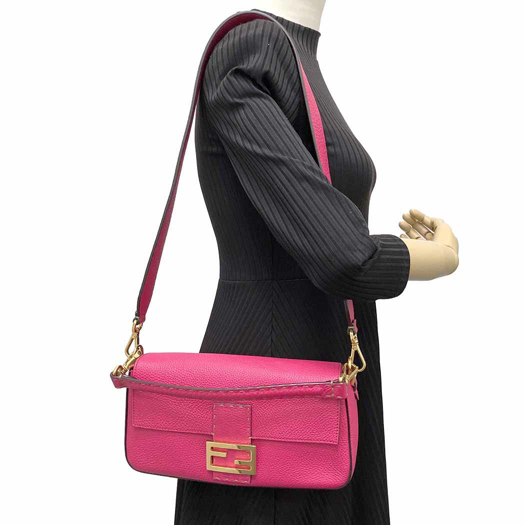 フェンディ マンマバケット セレリア FF ロゴ カーフレザー ピンク