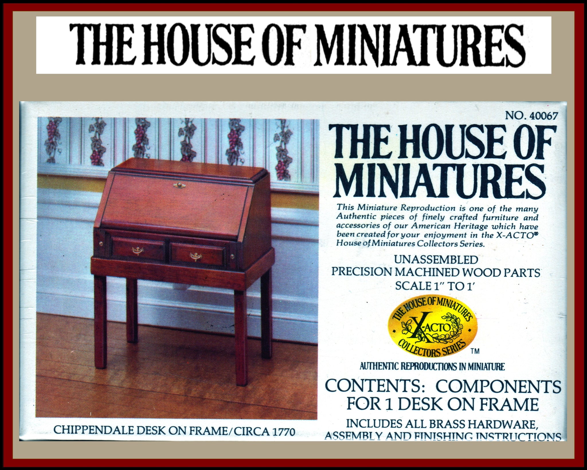 House of Miniatures Furniture Kit #40067 X-Acto Chippendale Desk