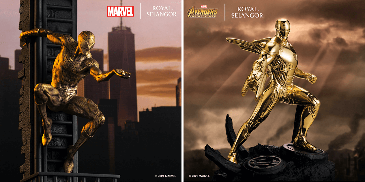 黄金色に輝くスパイダーマンとアイアンマン、ロイヤルセランゴールの