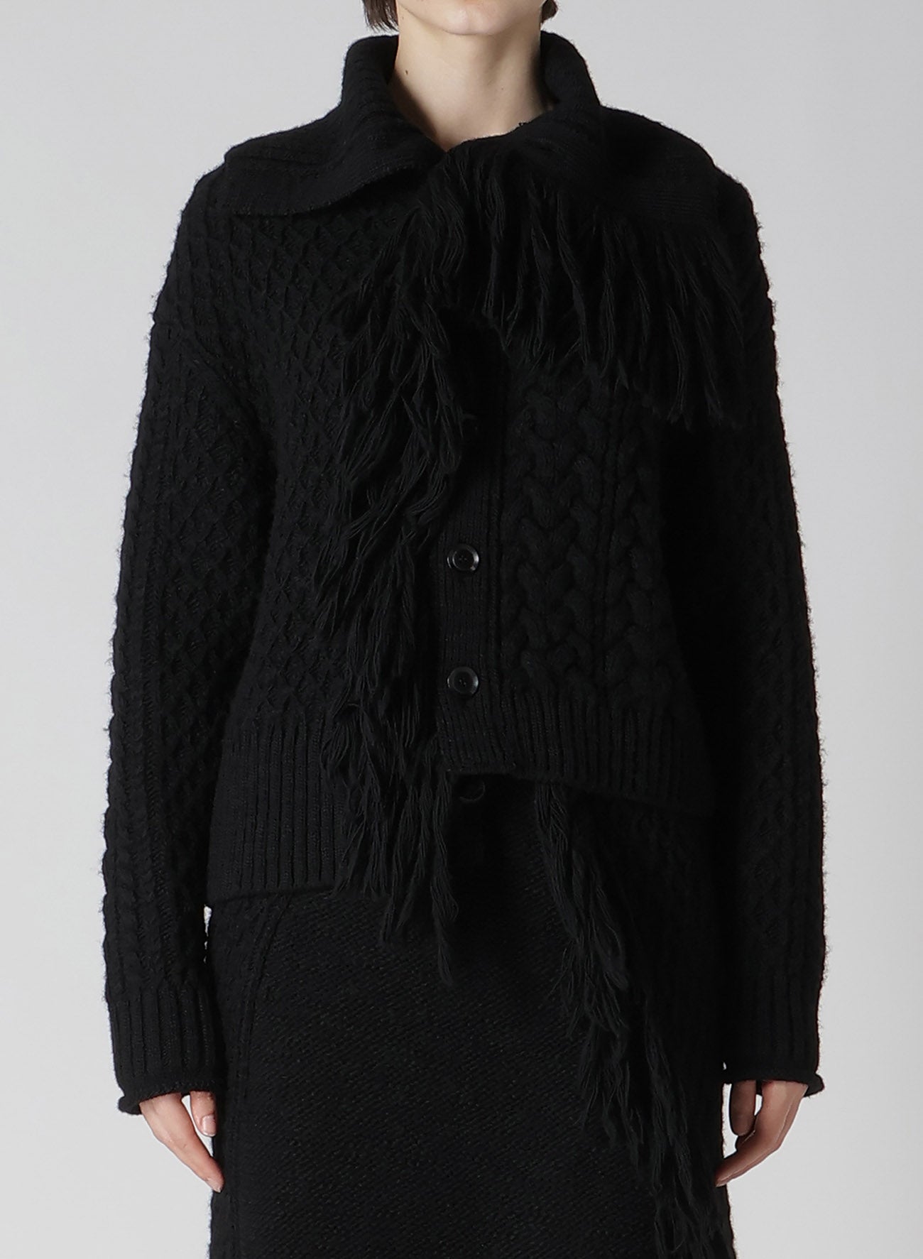 CABLE/FRINGE CARDIGAN – THE SHOP YOHJI YAMAMOTO
