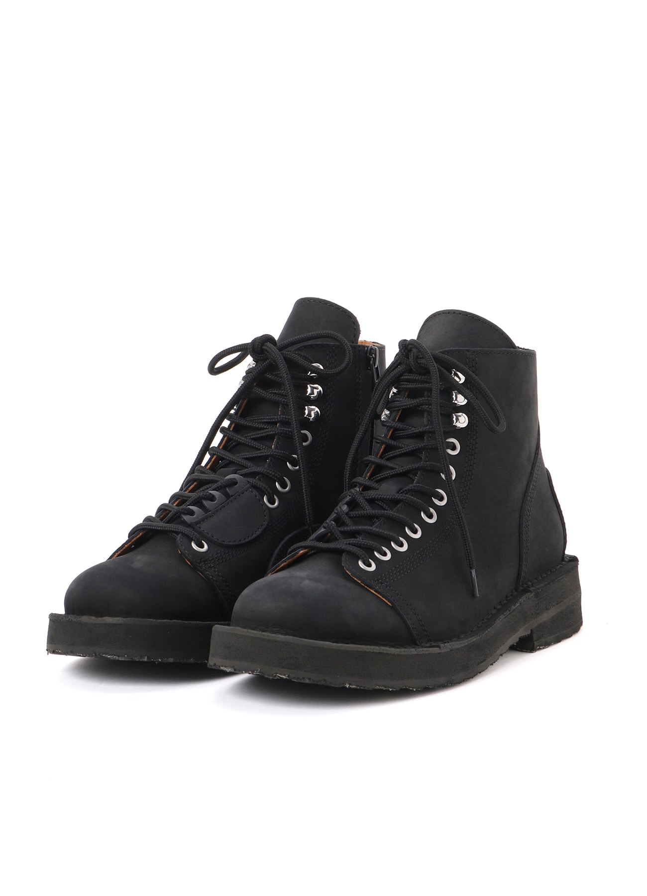 MAT SMOOTH LEATHER ZIP BIKER BOOTS(25 Black): Yohji Yamamoto POUR