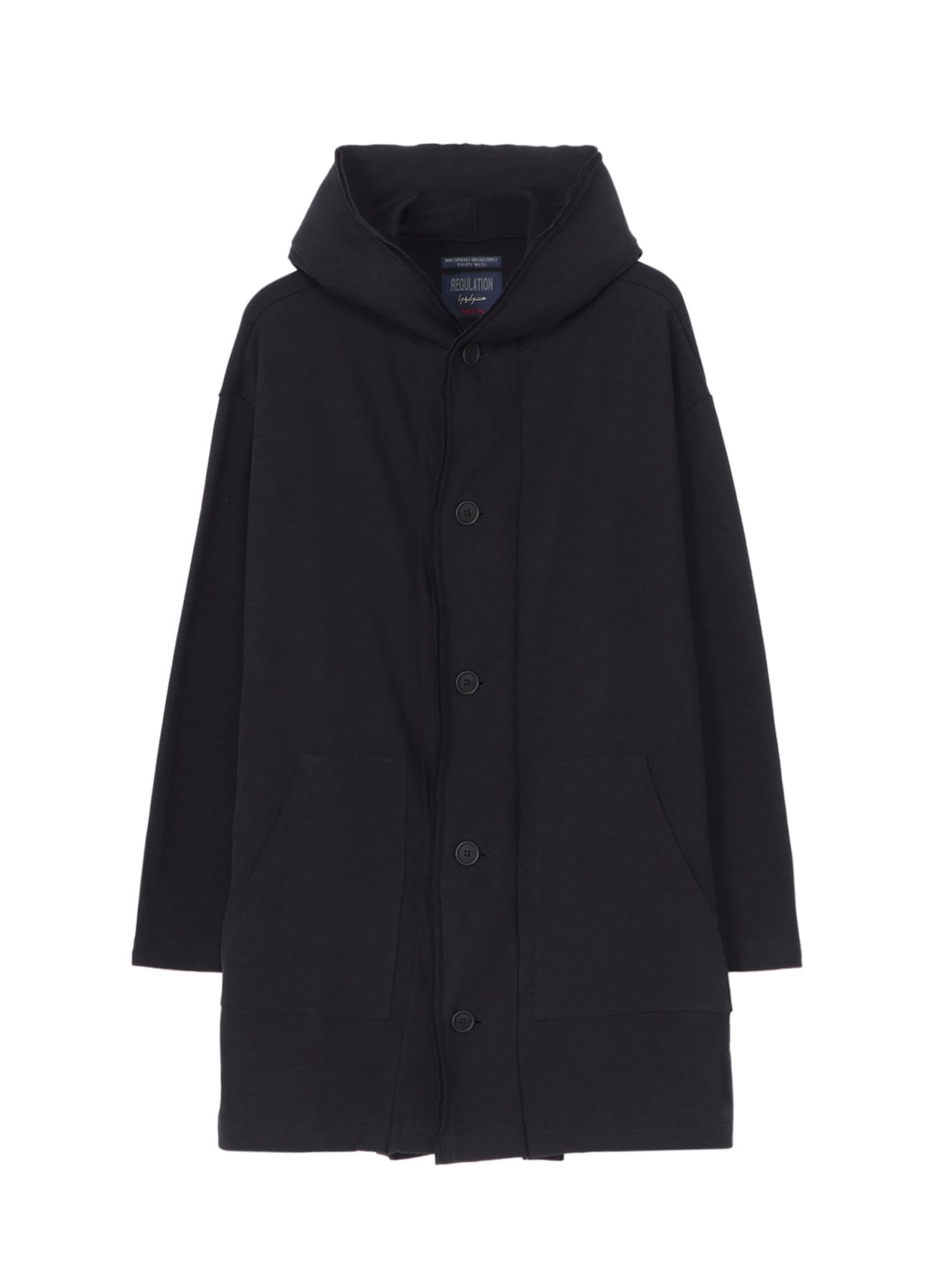 40/20 MINI FRENCH TERRY HOODED COAT(S Black): Yohji Yamamoto POUR
