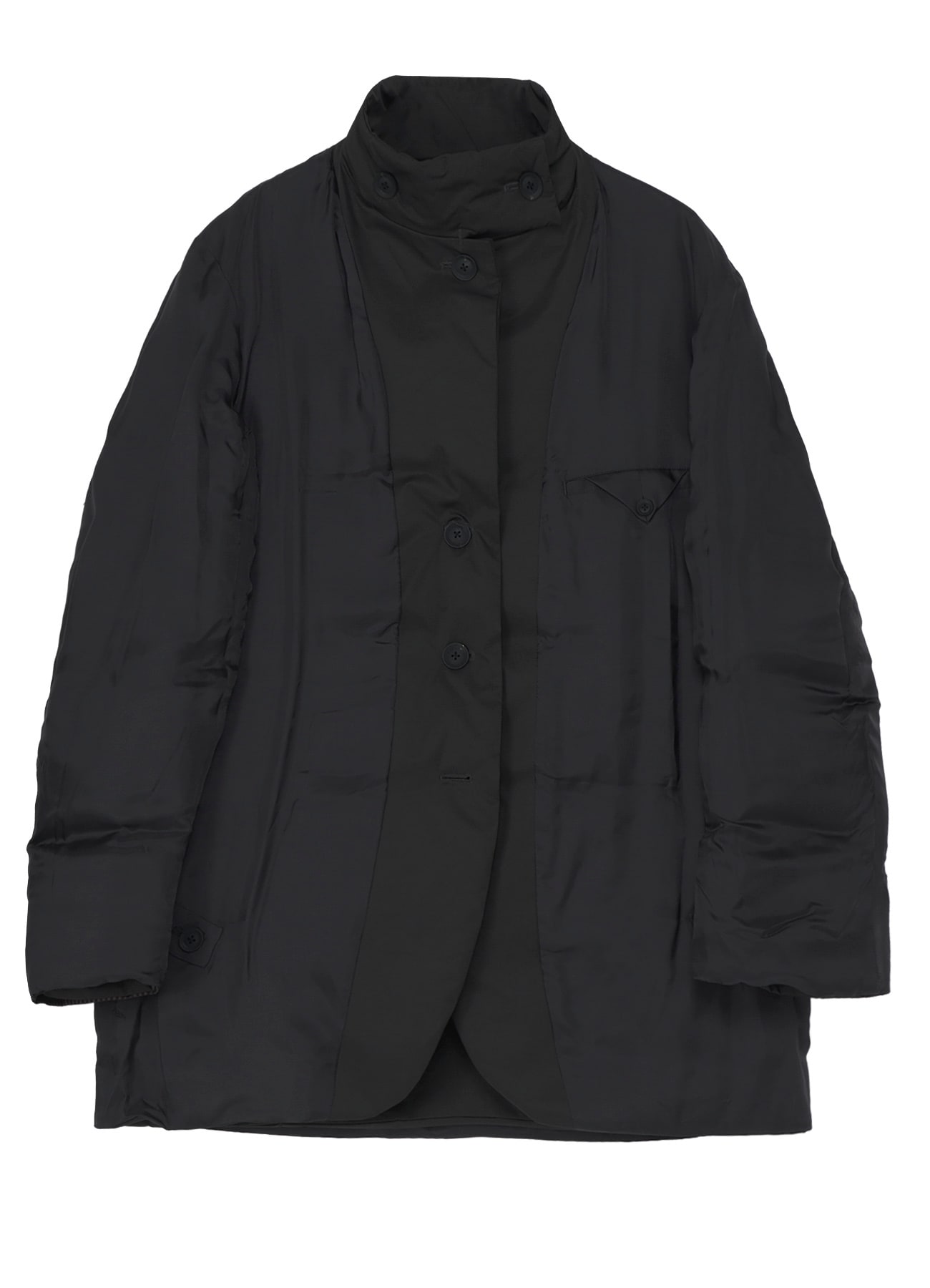 BACK PRINTED HORIZONTAL PADDED STAND JACKET(S Black): Yohji