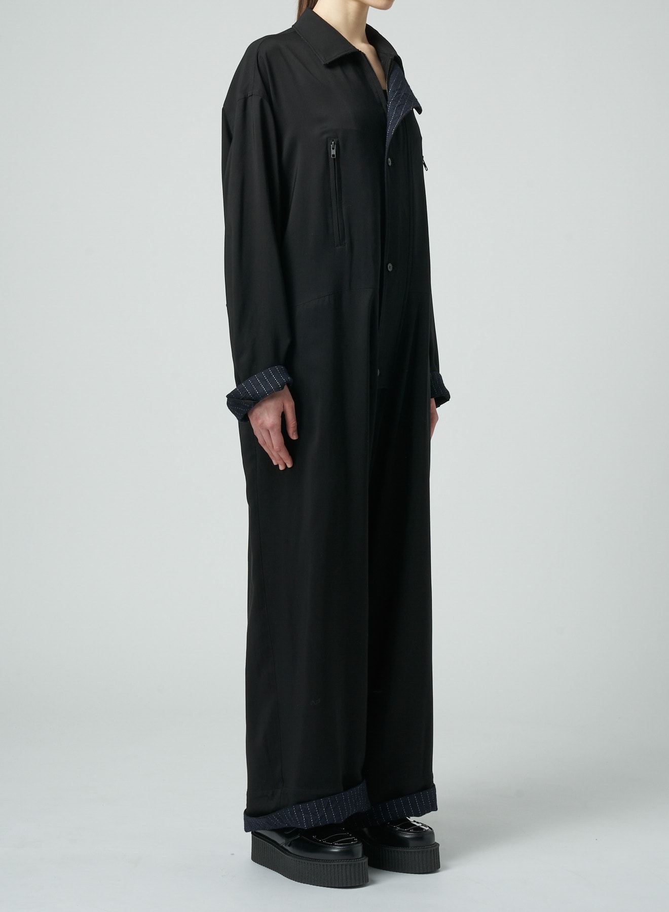 RAYON/WOOL GABARDINE JUMPSUIT(S Black): Vintage｜Special Price