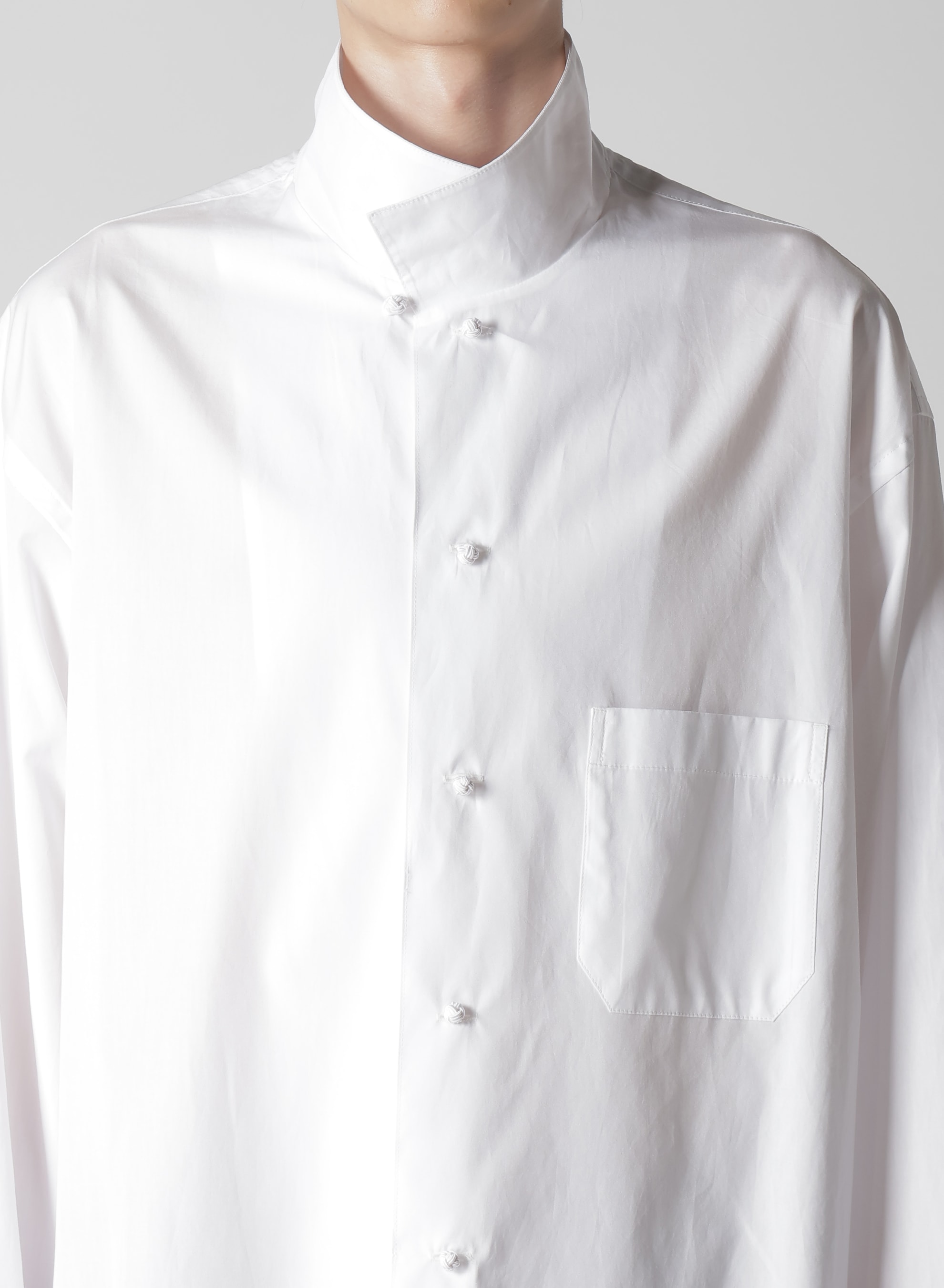 P・100/2 BROAD KNOT BUTTONS OPEN COLLAR SHIRT(S WHITExWHITE