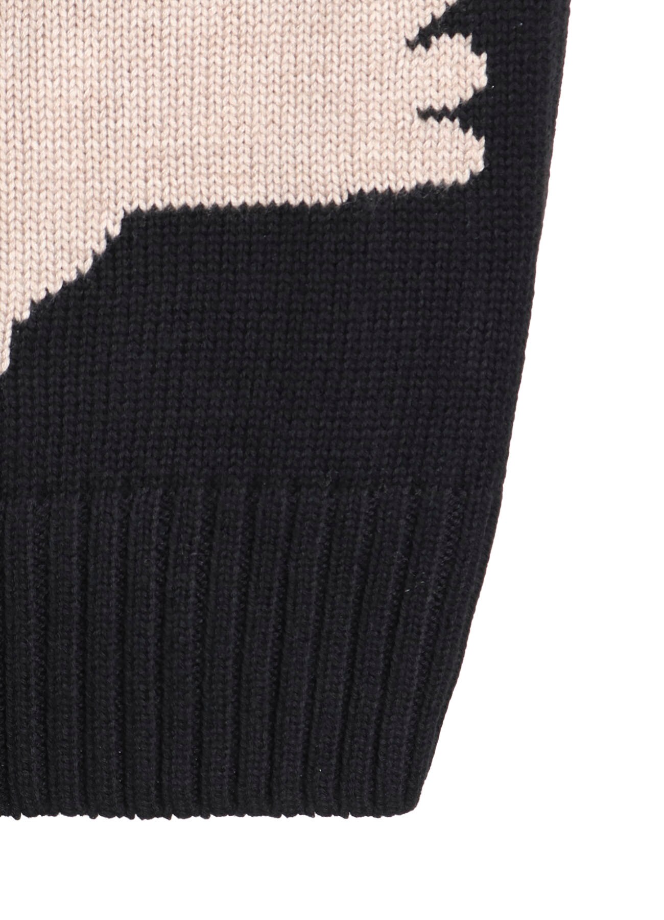 7G WOOL-BLEND INTARSIA CROW-PATTERN HIGH NECK KNIT(M Black): S'YTE