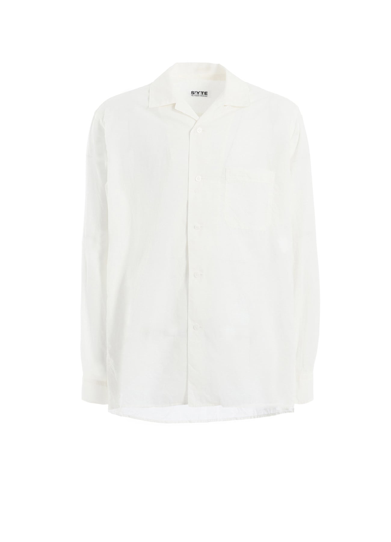 COTTON SILK LOAN LOOSE-FIT OPEN COLLAR SHIRT(M White): S'YTE｜THE