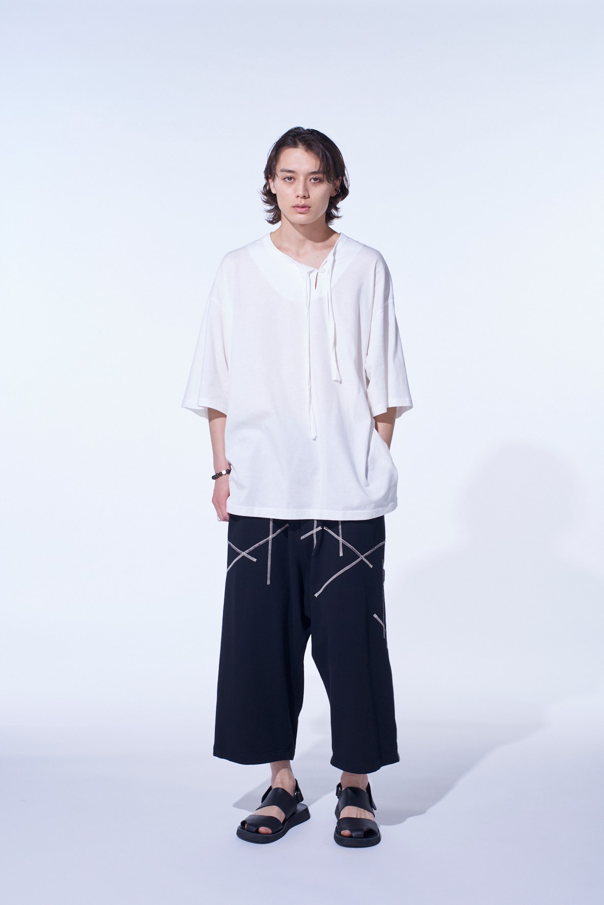 トップス S'YTE FRENCH TERRY RANDOM STITCH PONCHO FRENCH TERRY