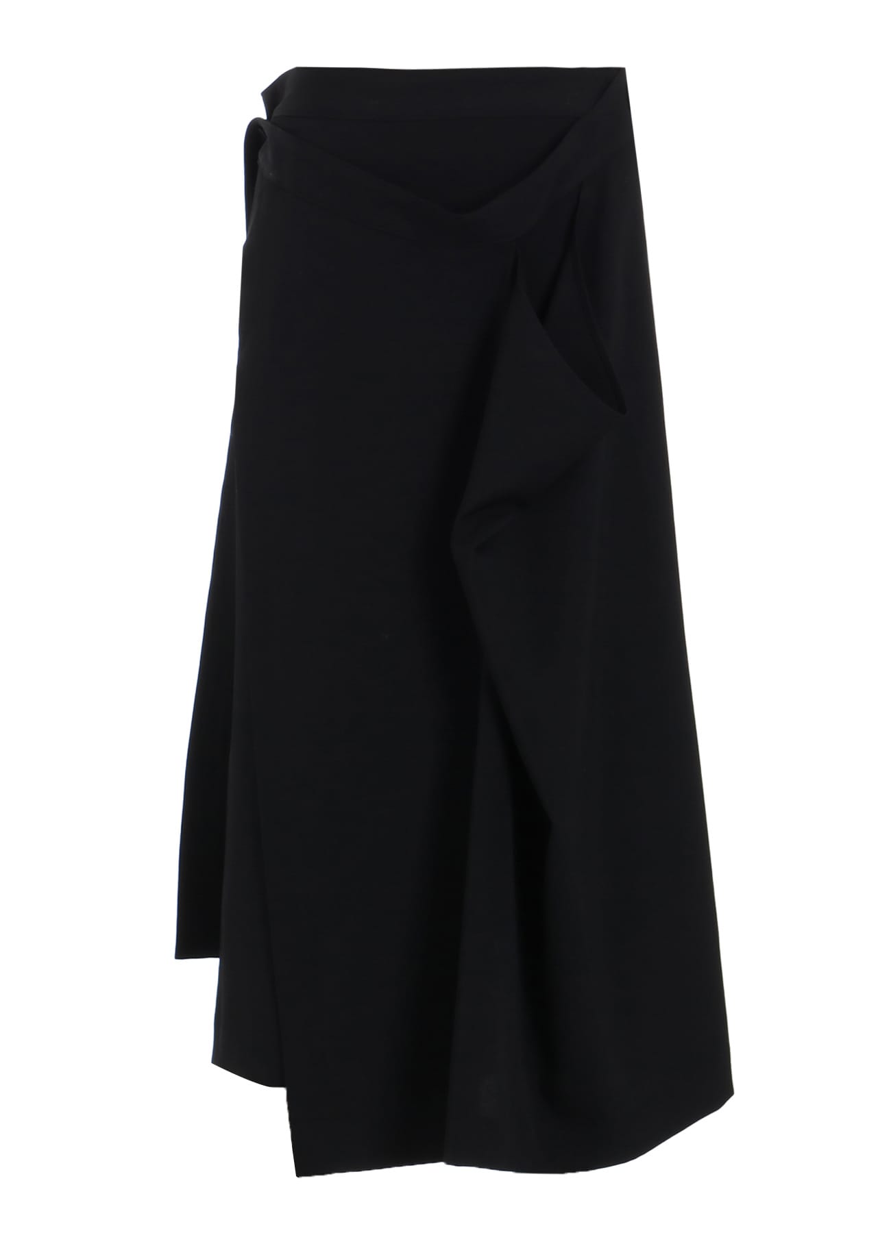 WOOL GABARDINE DRAPE WRAP SKIRT(XS Black): Soldes｜THE SHOP YOHJI