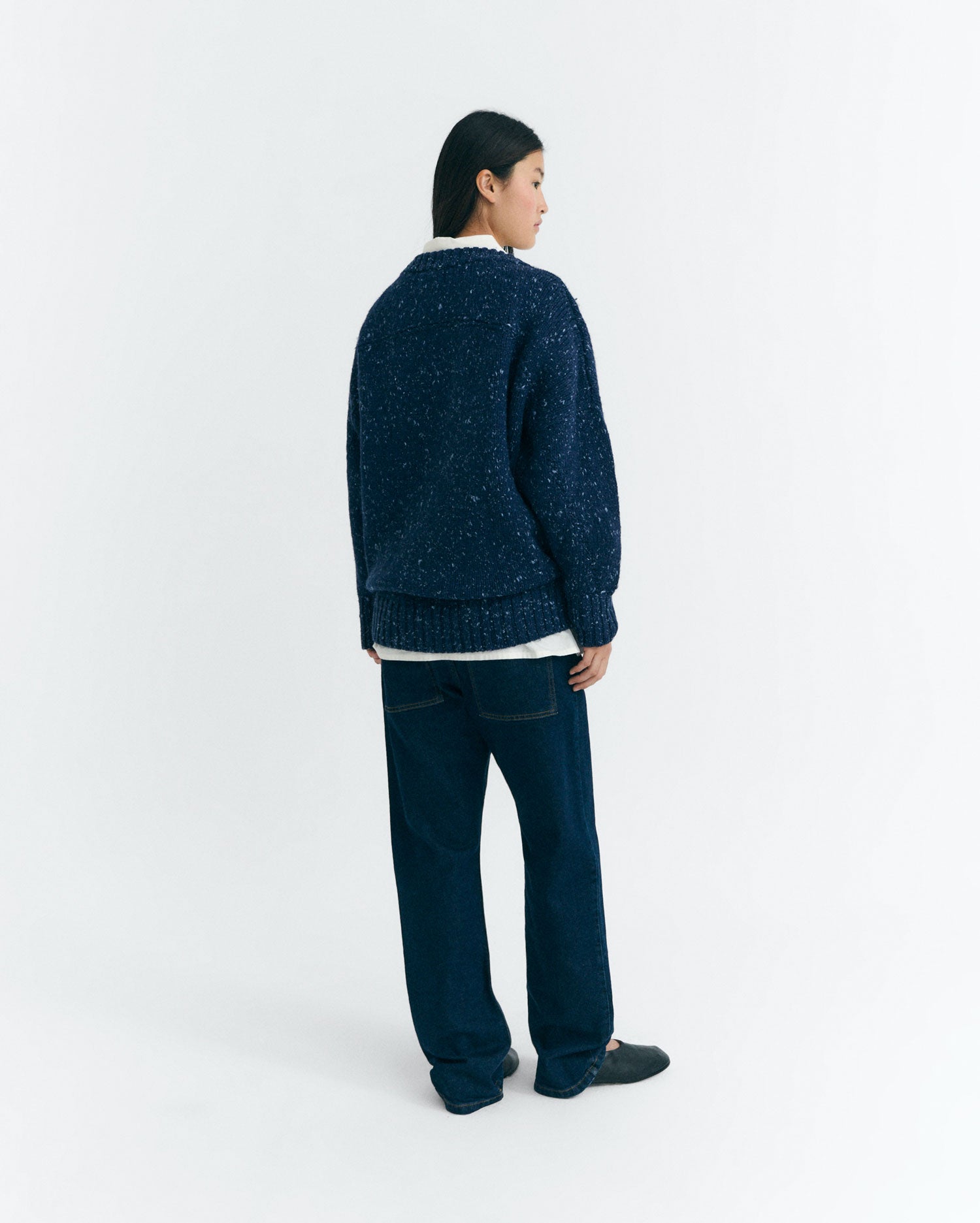 Women's Oversize Merino Wool Pullover Blue Liza | Thinking Mu