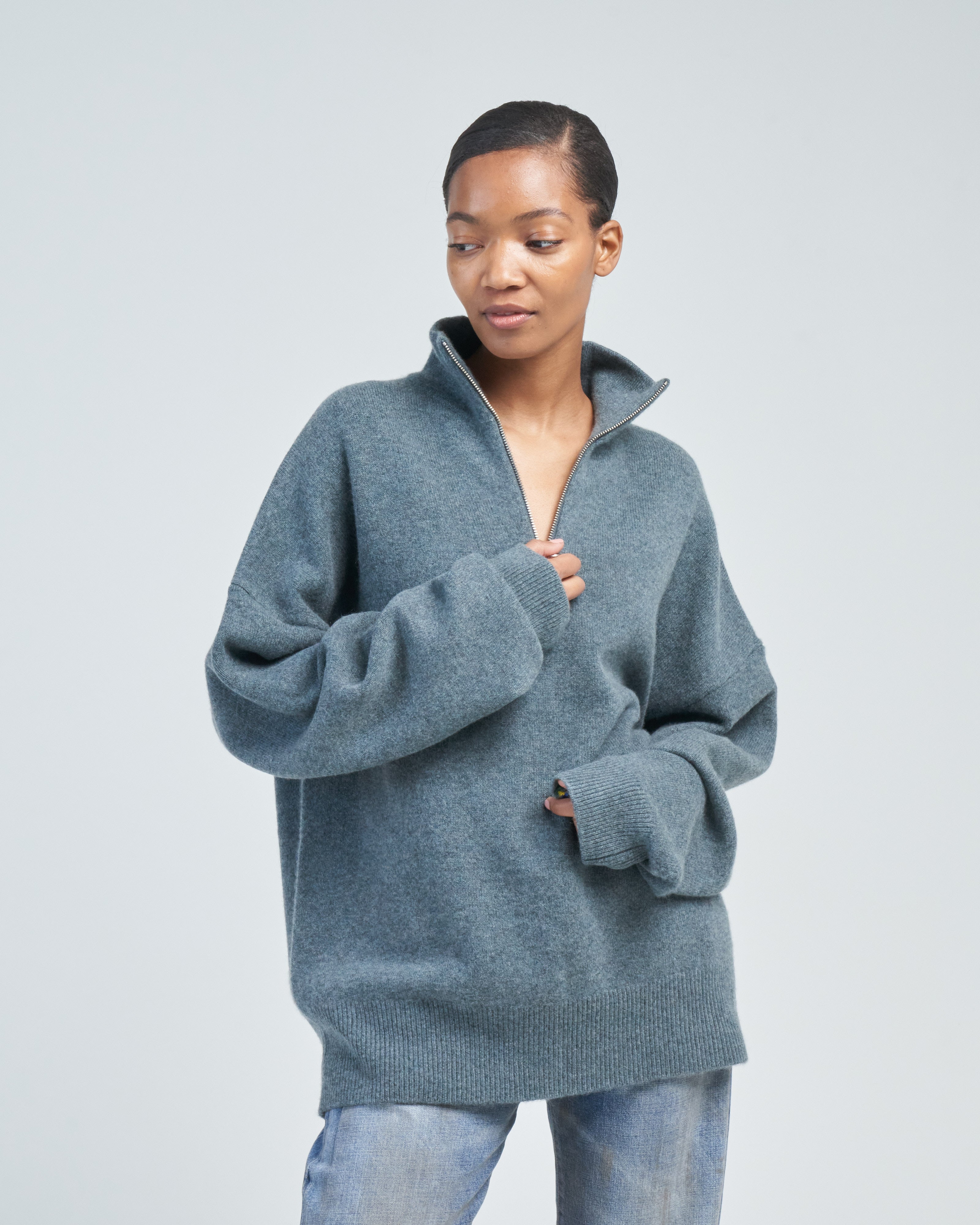 Extreme Cashmere Oversized Quarter Zip Wave
