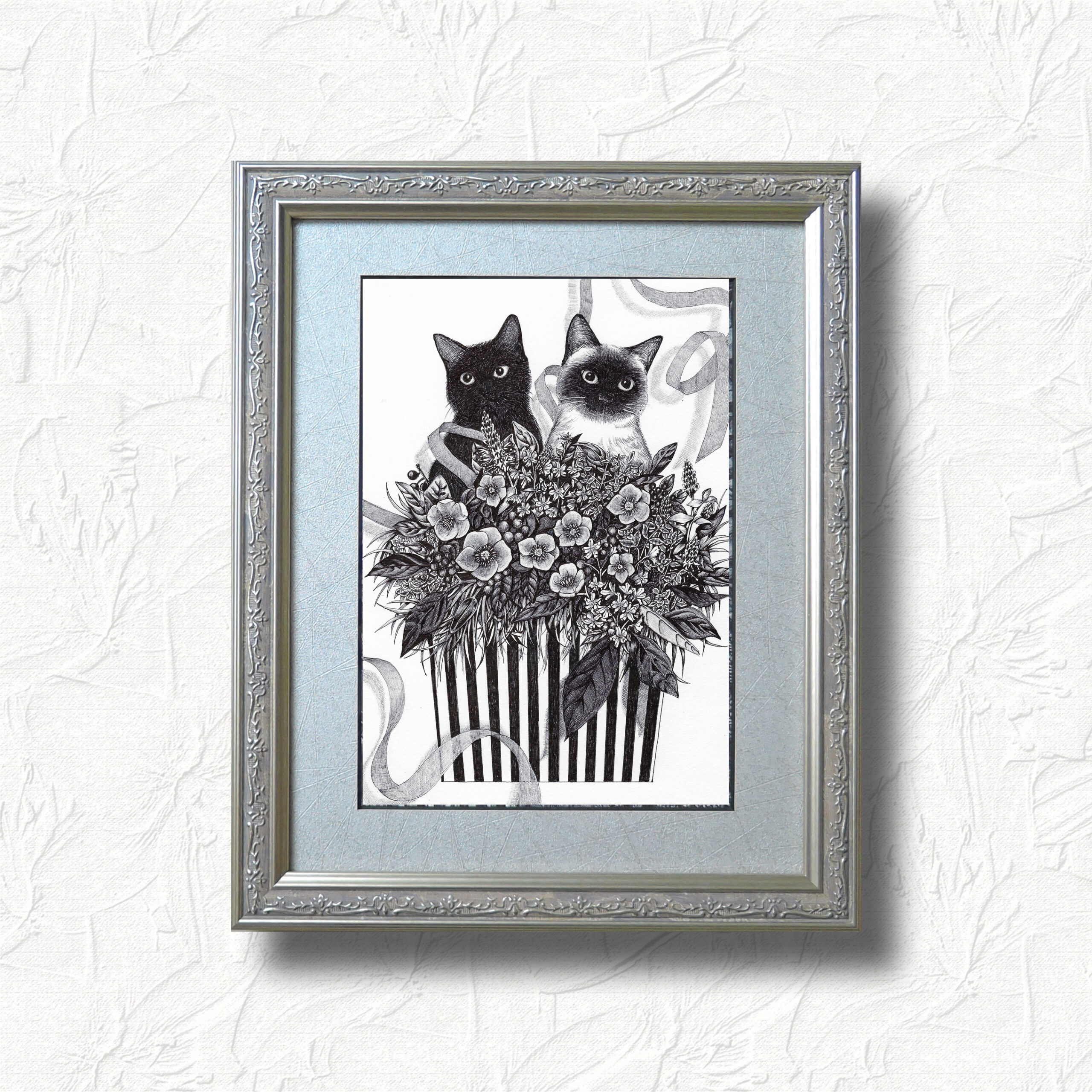 シャム猫&お花シリーズ】冬の巻 | so art animation ｜インテリア絵画