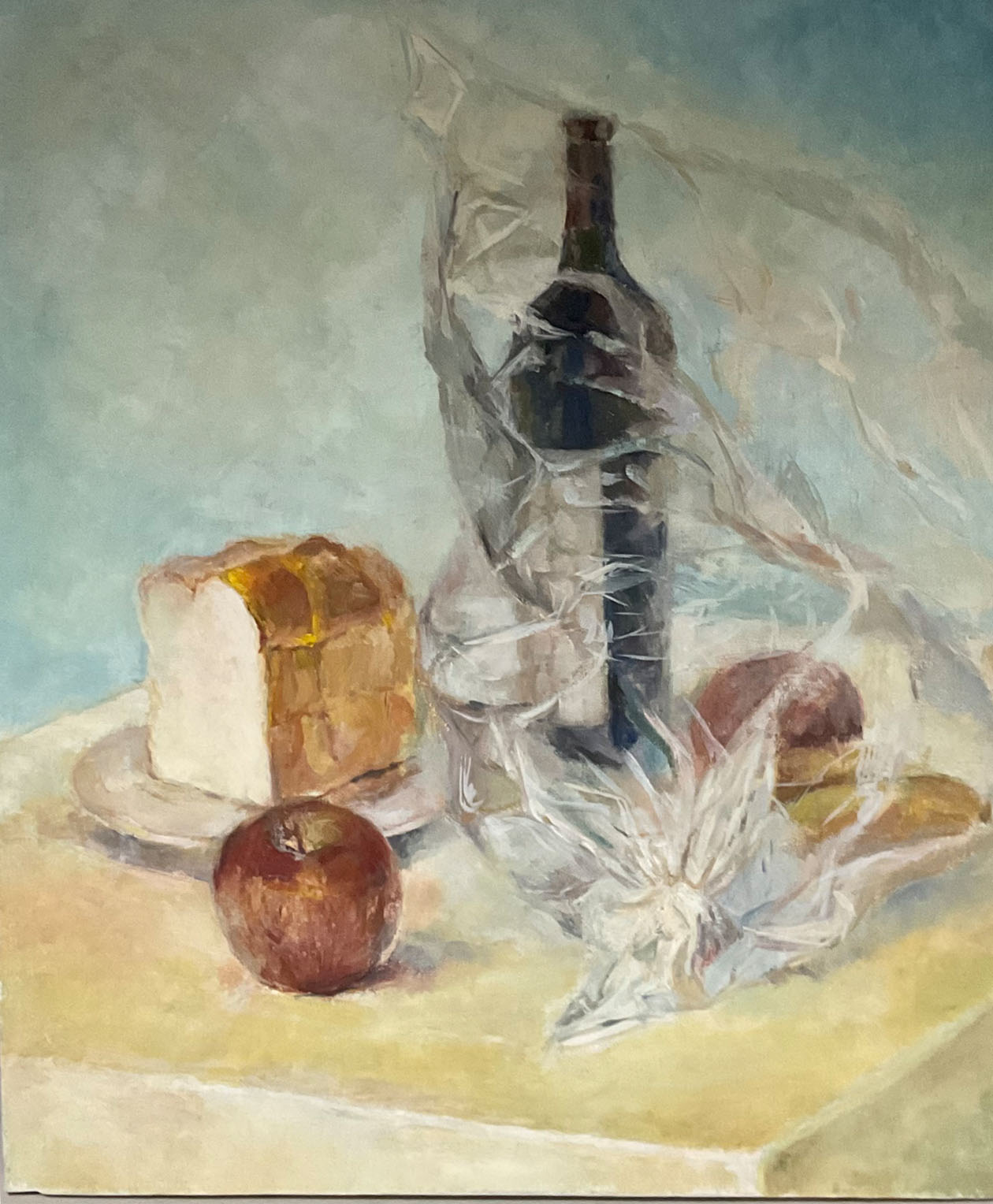 リンゴとパンのある静物 | Megumi Mori ｜インテリア絵画 アートの専門