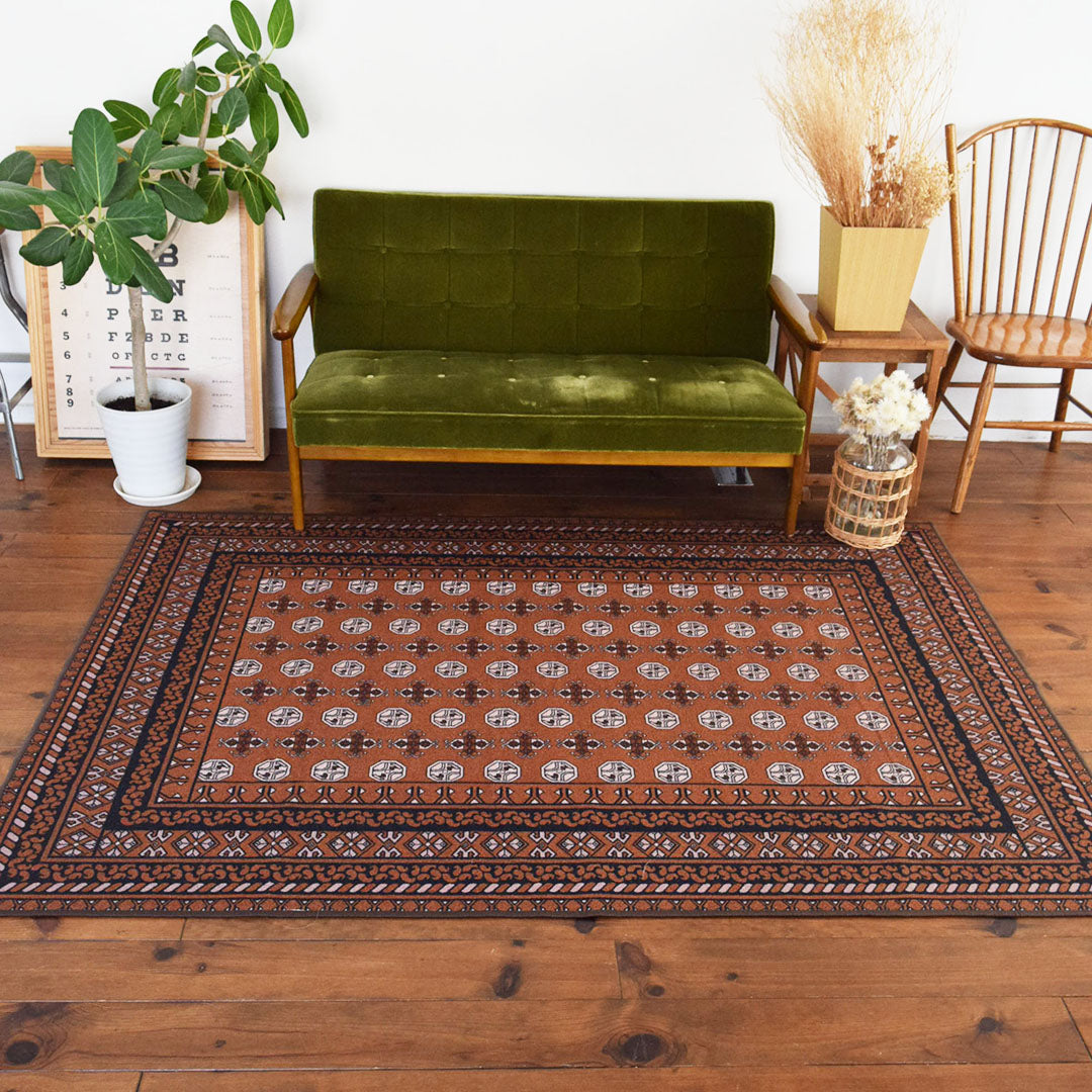 ヴィンテージ風ラグ TOCORU Series AFGHUN ループ ブラウン– ラグと