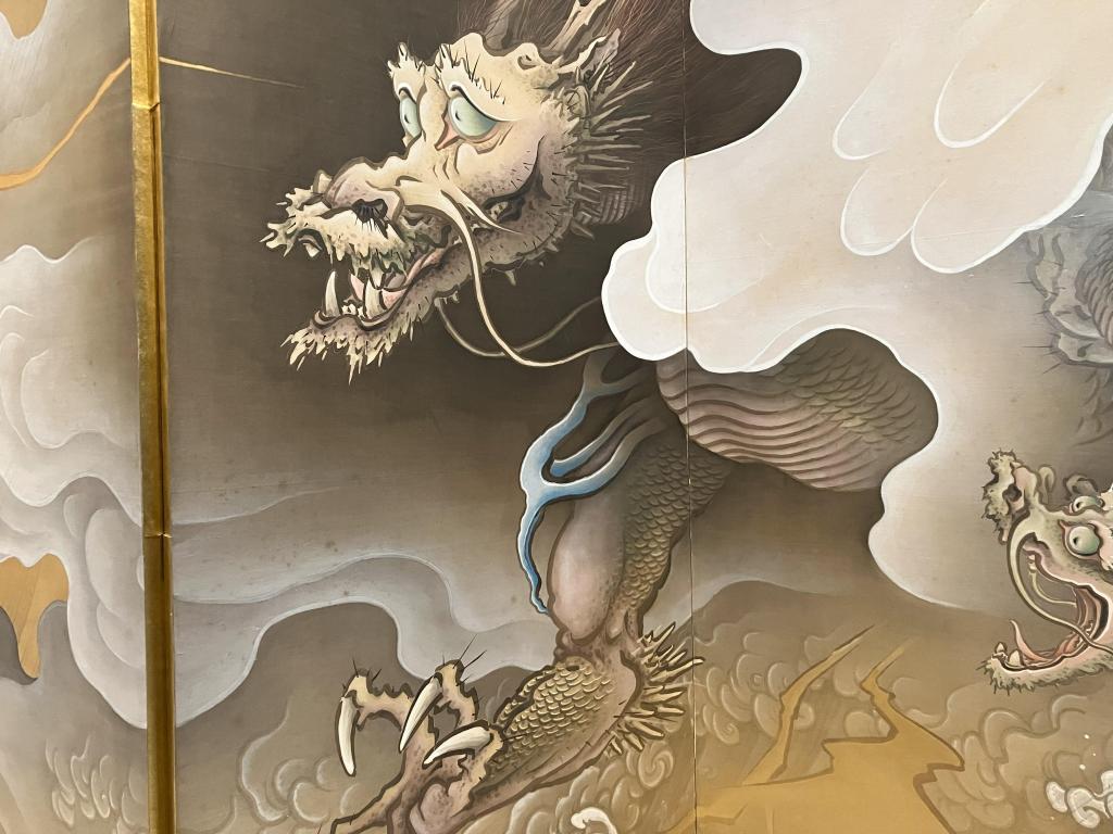 木挽町狩野派 橋本雅邦 龍虎図屏風 明治28年(1895) 2月3日まで静嘉堂