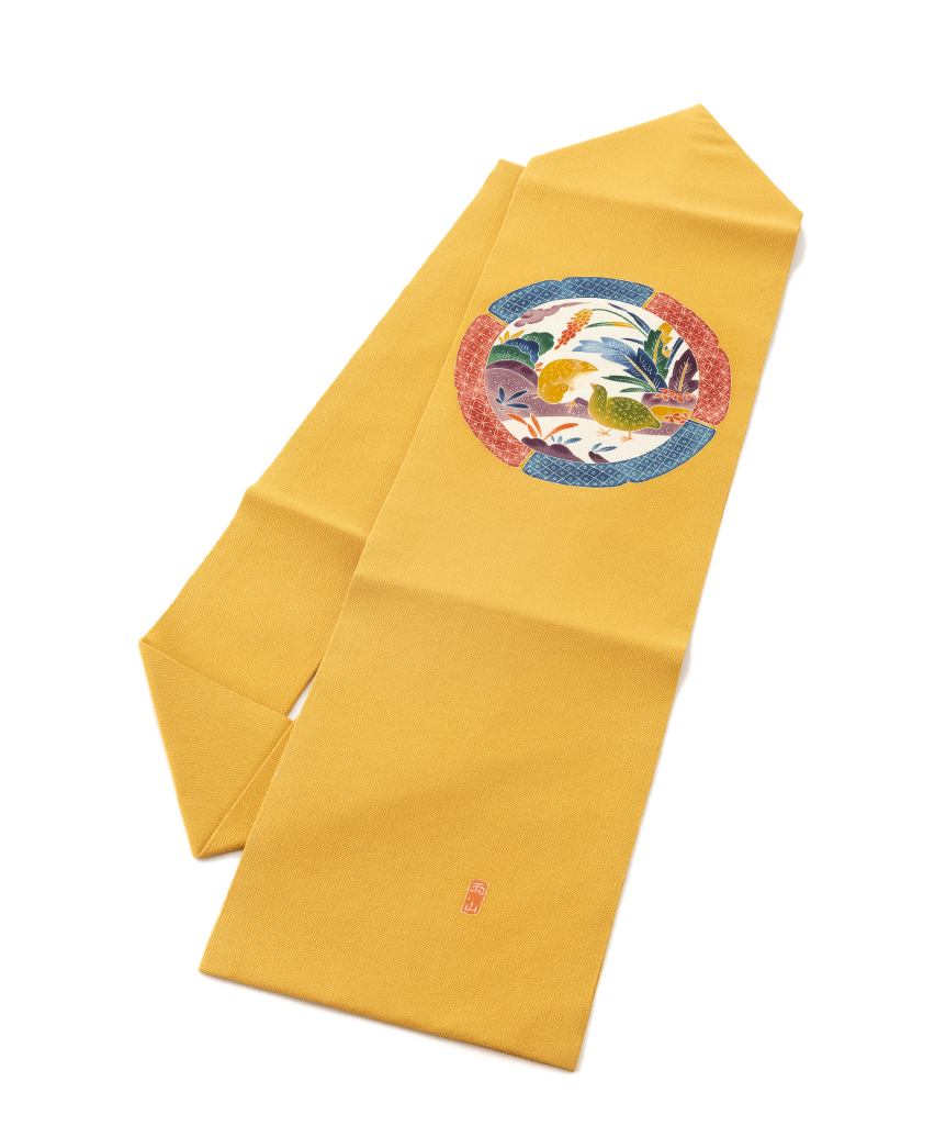 人間国宝 木村雨山作 本加賀友禅 縮緬九寸名古屋帯 | 特選きもの