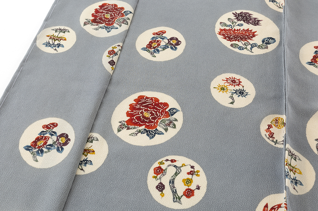 国画会会員 小島悳次郎作 縮緬 型絵染 小紋地 未仕立て品 | 特選きもの