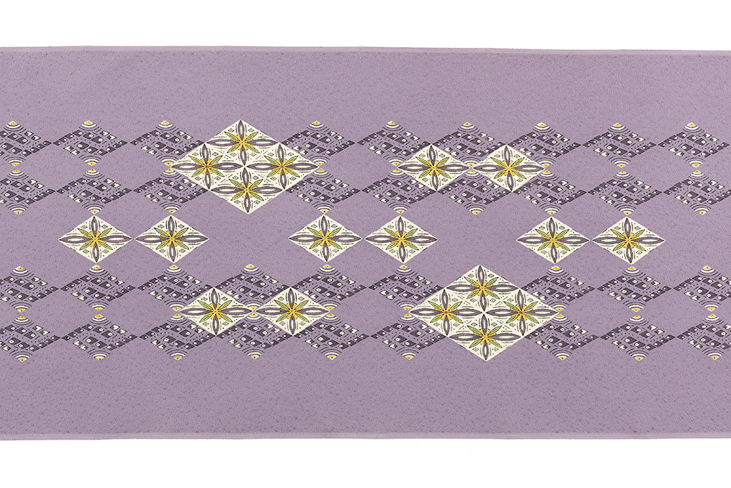 人間国宝 鈴田滋人作 木版摺更紗 染九寸名古屋帯地 未仕立て品 | 特選