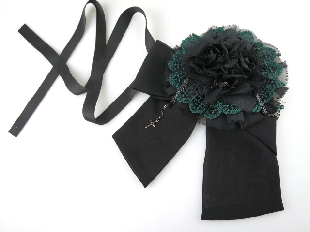 Moi-meme-Moitie 黒 ヘッドドレス ロリィタ フリル レース Moi-meme