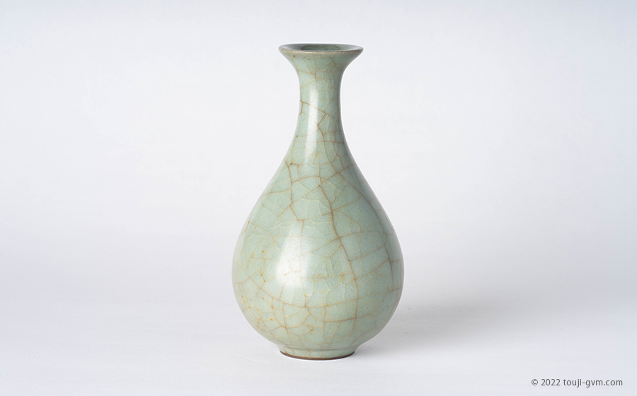 中国 青花釉裏紅 魚藻文 玉壺春瓶 C 7043