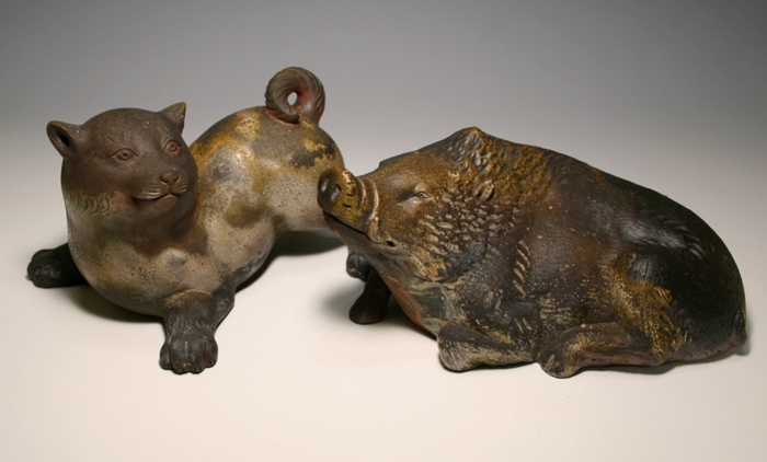 松井與之 備前十二支置物 各共箱