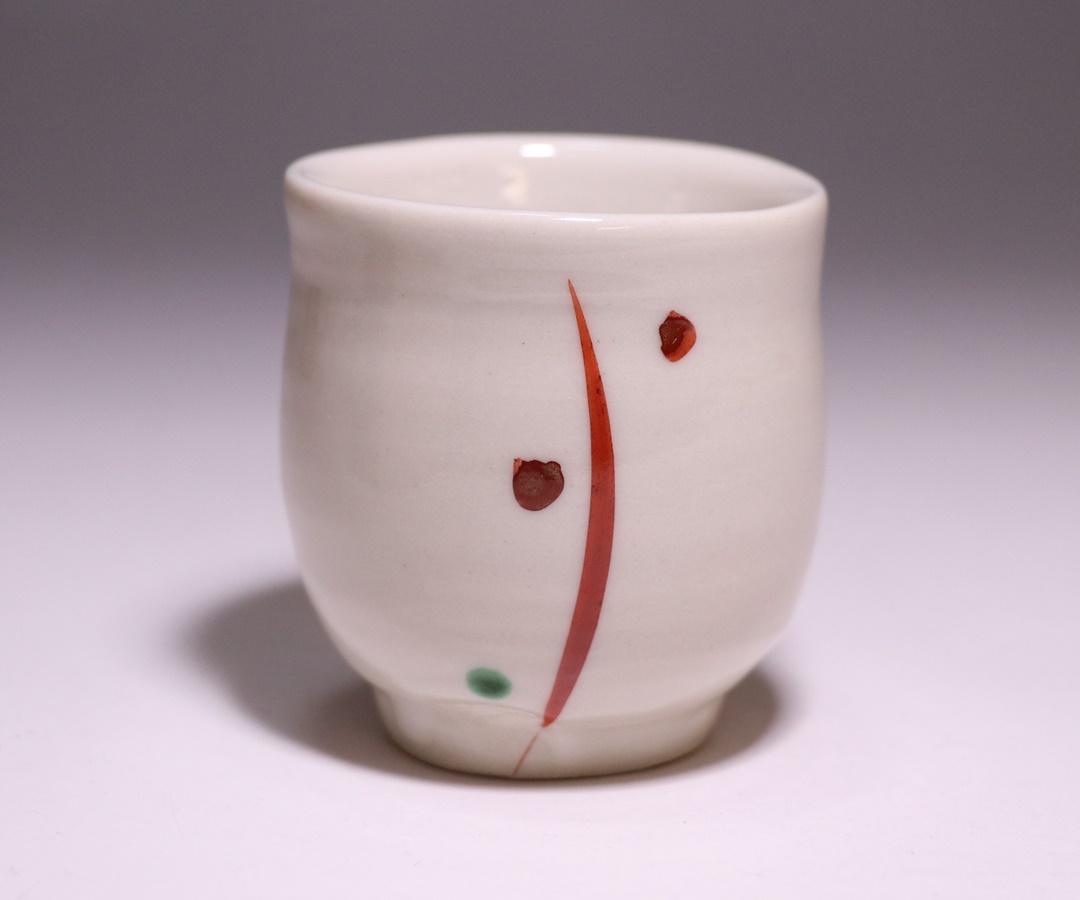 伊勢崎 満 作 「赤絵ぐい呑」 ～備前焼専門卸小売店 川口陶楽苑～