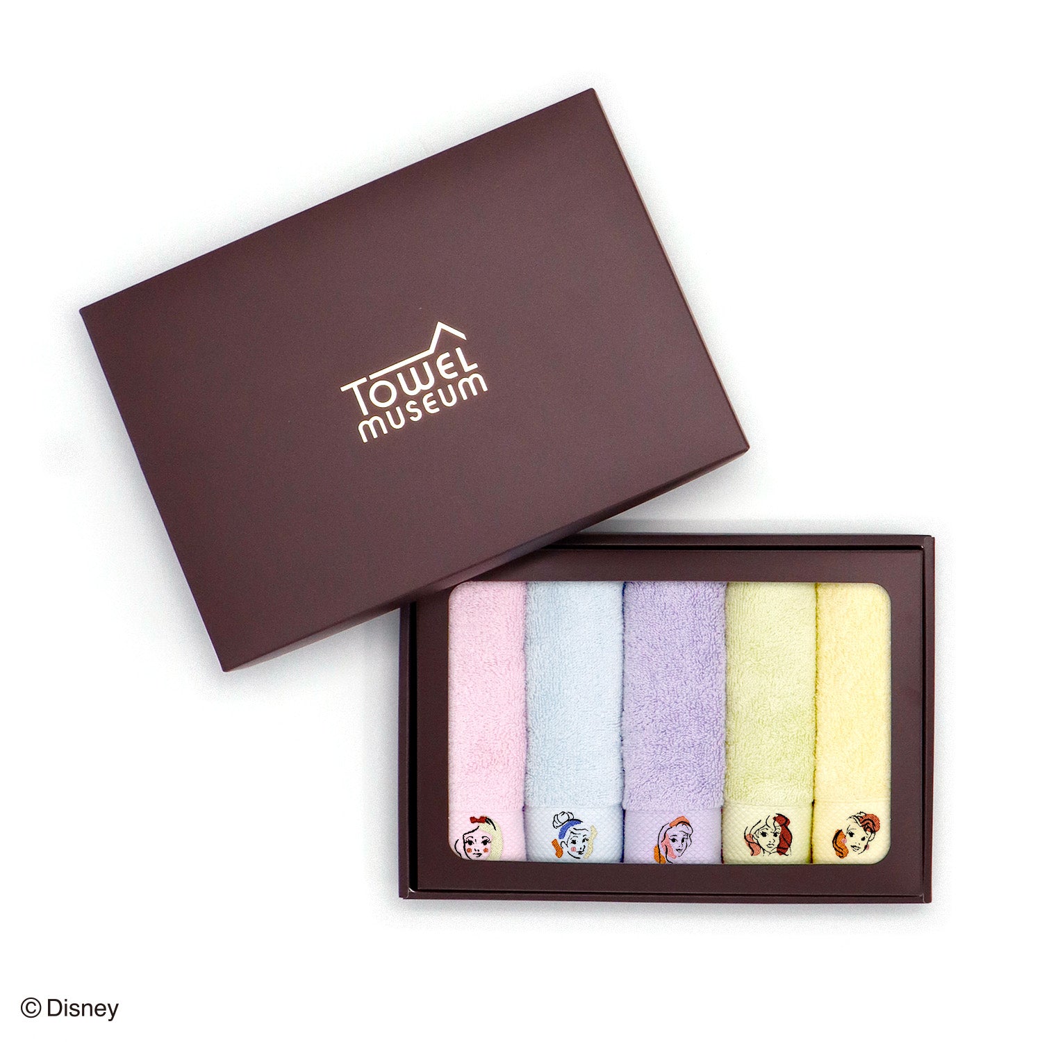 Disney』プリンセス デザイン刺繍入り タオルハンカチ5色セット