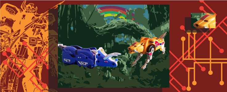 Triceratops and Sabertooth Tiger