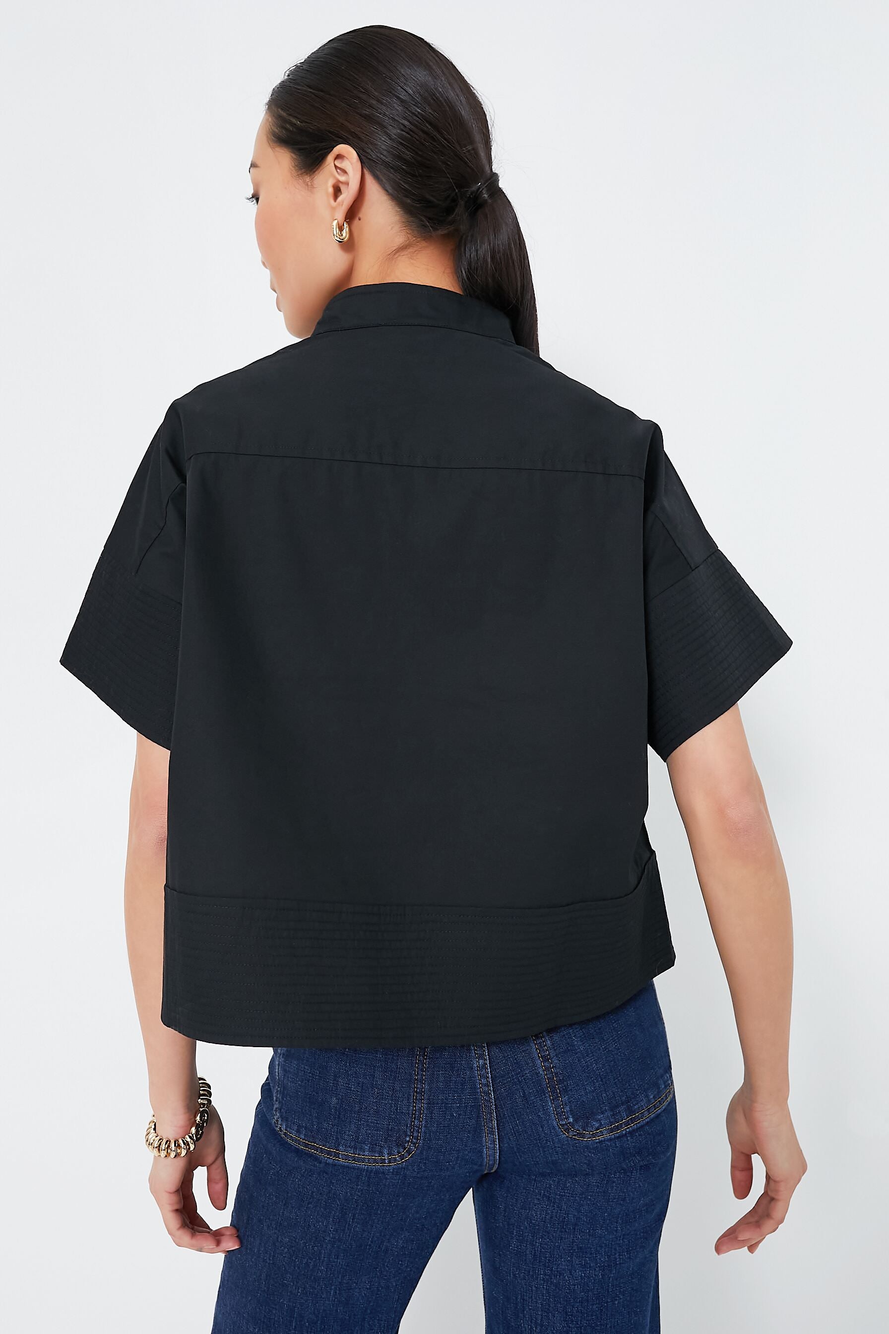 Black Trapunto Stitch Sofia Shirt | Tuckernuck