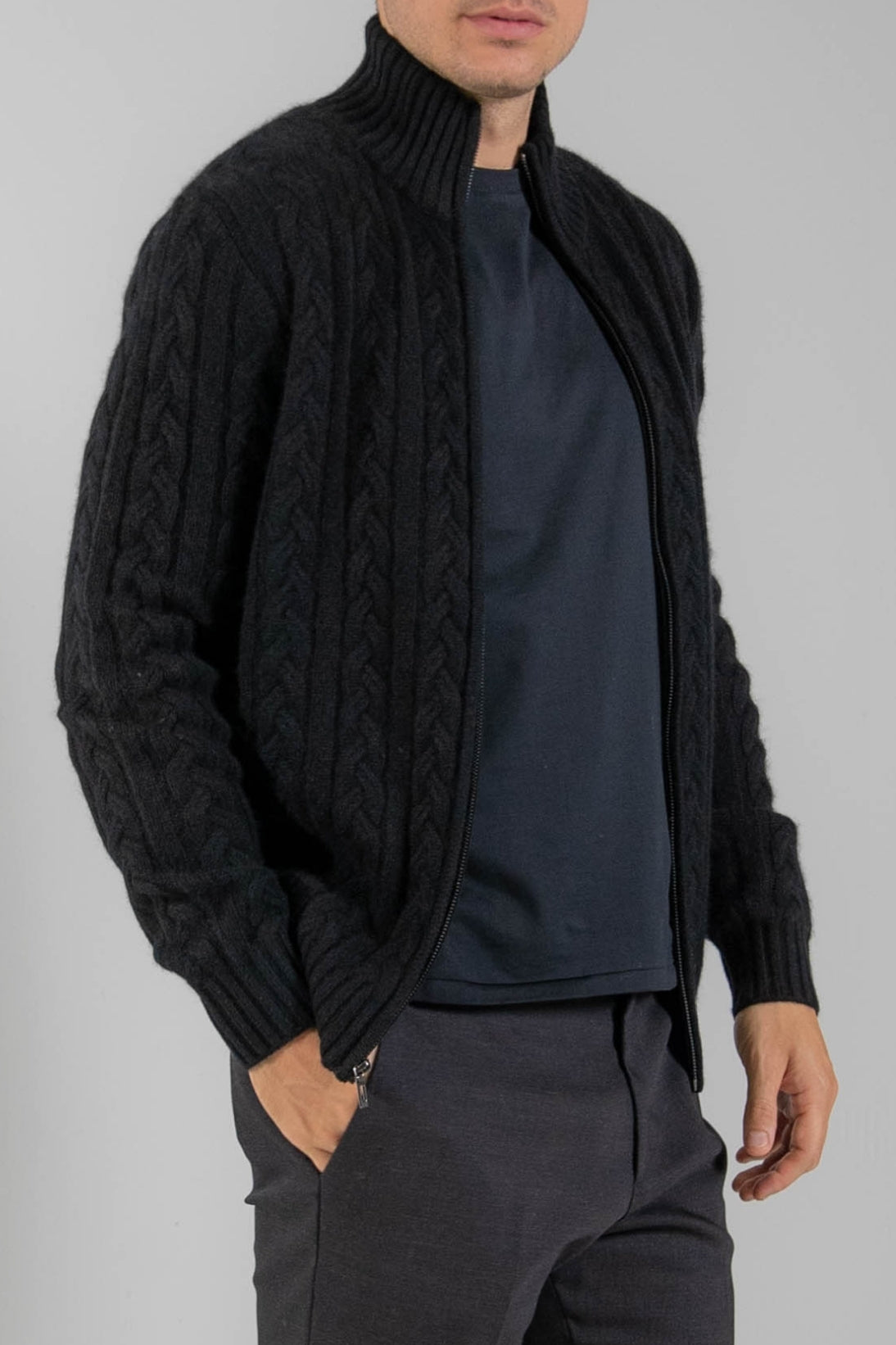 MEN'S CABLE FULL ZIP CARDIGAN | TSE