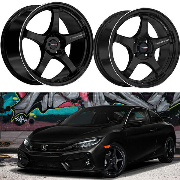 楽天市場】17インチ CR5 7.5J+40 5H-100 ブラック 軽量 ホイール 4本