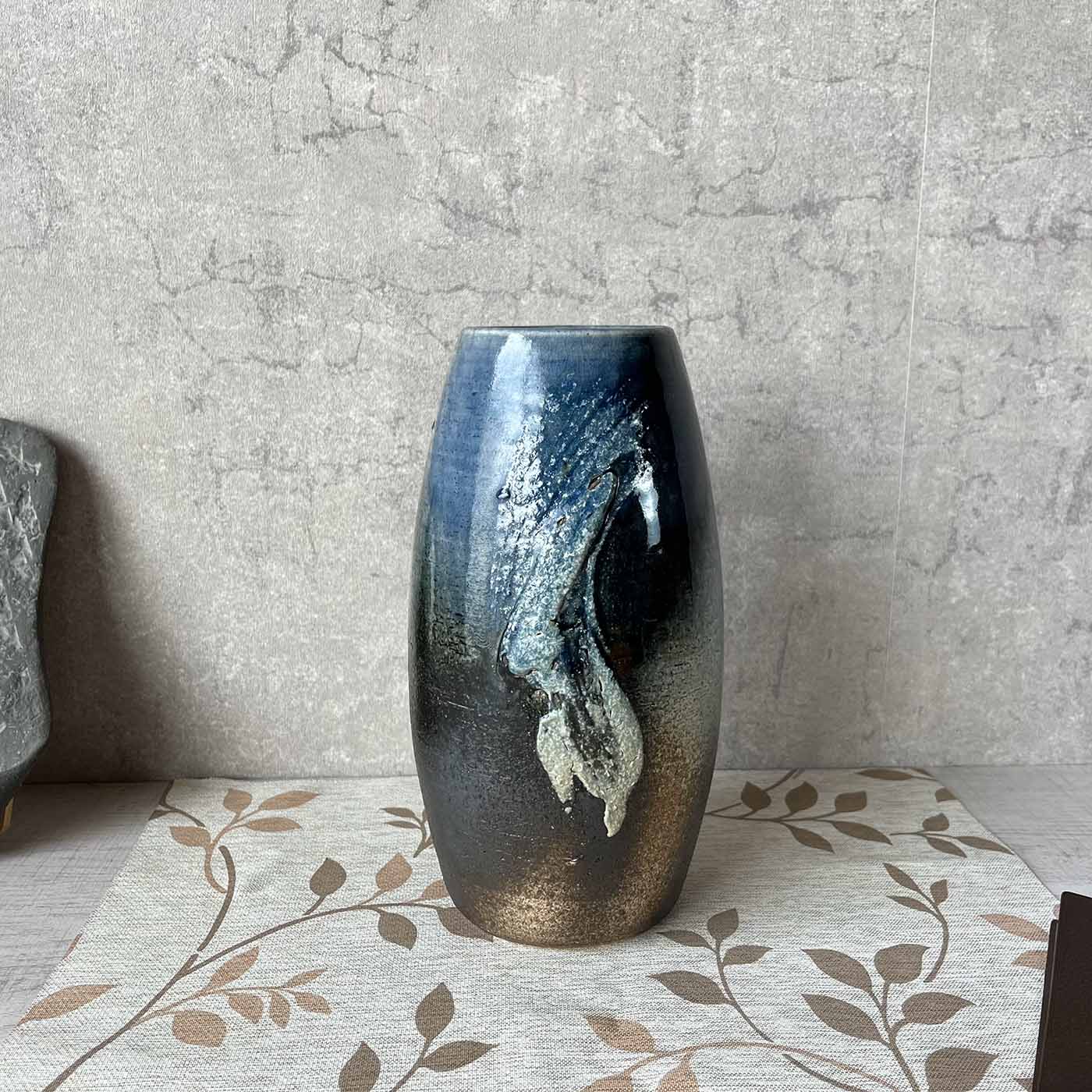 楽天市場】【信楽焼】青ビードロ花入れ フラワーベース 壺 花瓶 花器