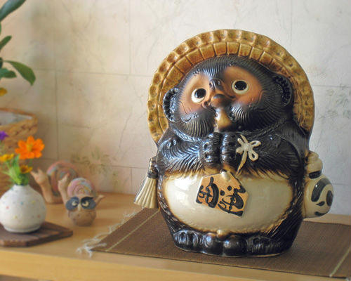 楽天市場】信楽焼 たぬき お願い祈り 狸 9号 オス [ご希望で 名入れ