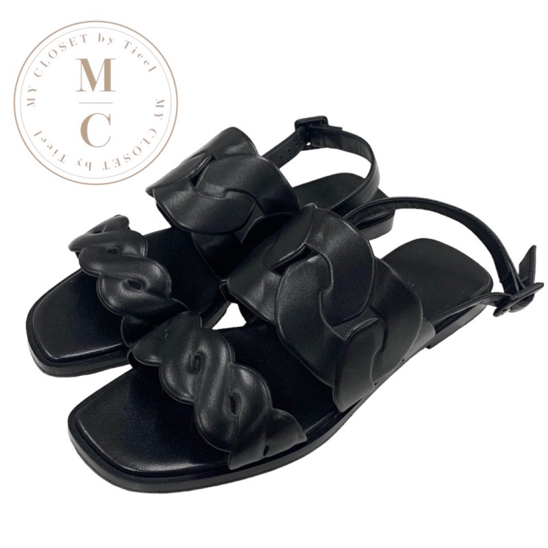 お安く！新品同様 HERMES フラットサンダル 36.5 ベージュ・ブラック