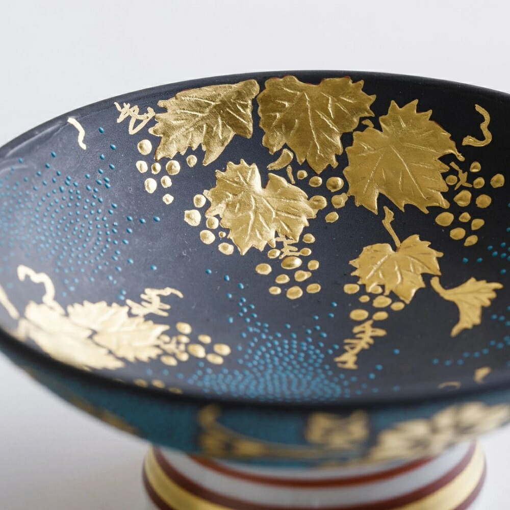 楽天市場】【送料無料】九谷焼 平盃 金盛葡萄文 仲田錦玉作 青粒 金盛