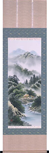 楽天市場】掛け軸 モダン 掛軸 販売 彩色山水(玉峰)【送料無料