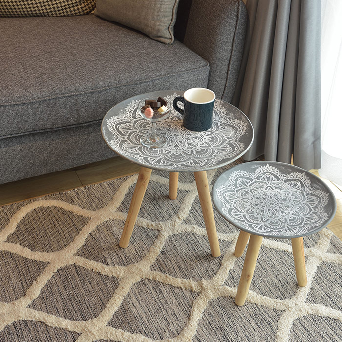 楽天市場】トレーテーブル M モロッコ風 レリーフ サイドテーブル ミニ