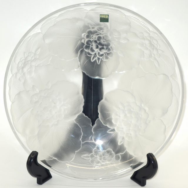 楽天市場】HOYA・クリスタル フラワー レリーフ皿 皿立て付【大皿・花